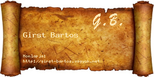 Girst Bartos névjegykártya